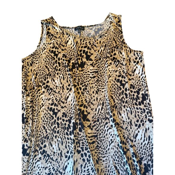 Slinky Brand Leopard Print Sleeveless Dress 2X Made In USA Polyester/Spandex - Picture 3 of 5